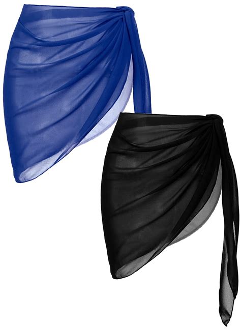 Oudiya Pack Women Beach Sarongs Sheer Chiffon Bikini Wrap Skirt Cover Ups For Swimwear S Xxl