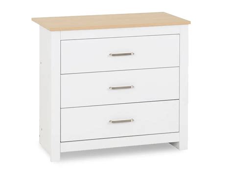 Seconique Portland White And Oak 3 Drawer Chest Of Drawers