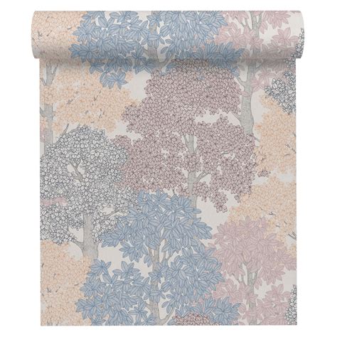 Tapeta Floral Impression 377534 beżowo-niebieska winylowa na flizelinie