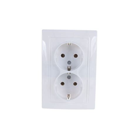 Розетка скрытой установки, 2 гнезда, с заземлением, 16 А, ABS пластик ...