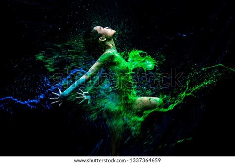 Nude Woman Paint Splash Asian Girl Stock Photo Shutterstock