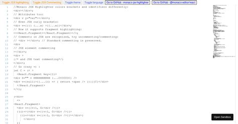 Monaco Editor React With JSX Highlighting And Commenting V1 Forked