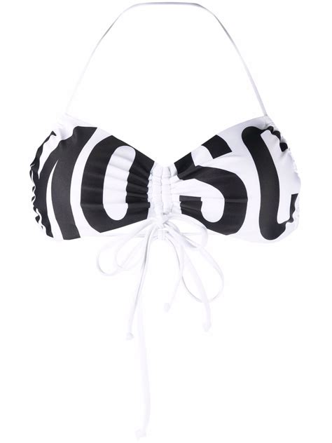 Moschino Logo Print Tie Fastening Bikini Bra Farfetch