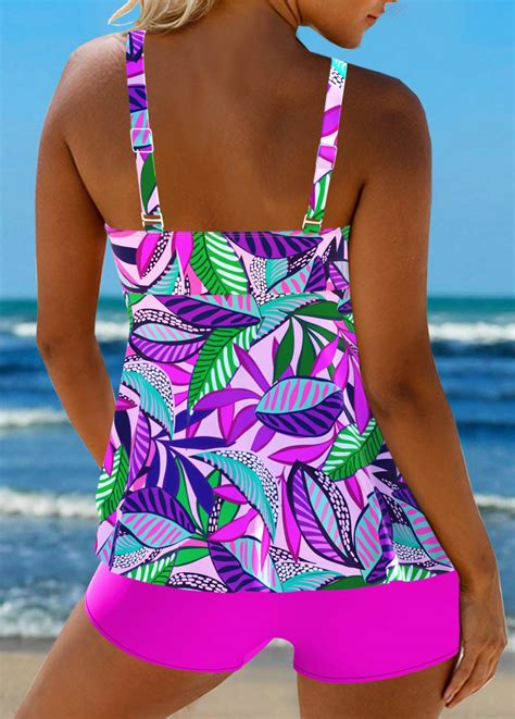 Smocked Floral Print Hot Pink Tankini Set Modlily Usd