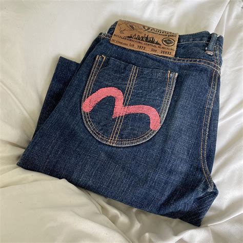 Old School Evisu Yamane Pink Logo Denim Jeans Depop