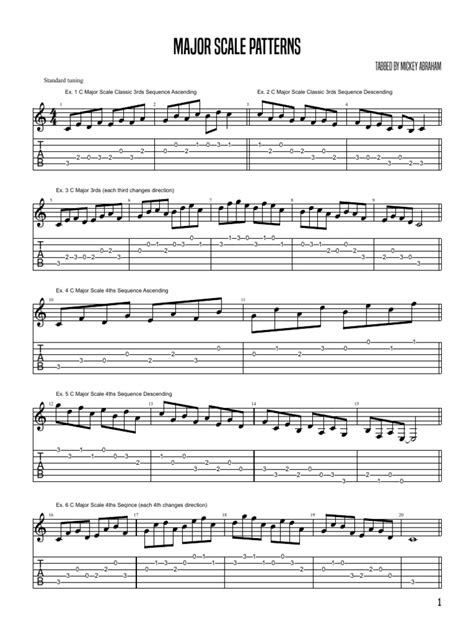 Major Scale Patterns: Tabbed by Mickey Abraham | PDF | Music Theory ...