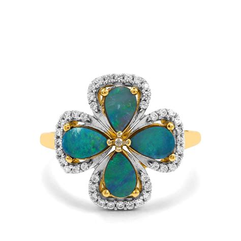 Crystal Opal On Ironstone White Zircon K Gold Ring Atgw Cts