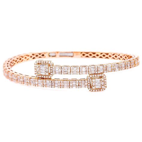 14k Rose Gold Mens Bracelet With 547 Ct Baguette Diamonds Omi Jewelry