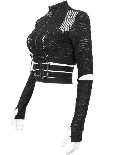 Devil Fashion Black Gothic Punk Street Wear Bandage Crop Top For Women