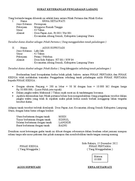Surat Gadai Tanah Pdf