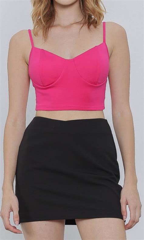 Hot Pink Bustier Top Padded Women S Fashion Tops Sleeveless On Carousell