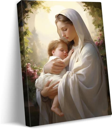 Virgin Mary Canvas Print Baby Jesus Sleeping In Warm Embrace Of Mother