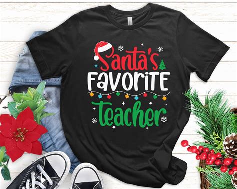 Santas Favorite Teacher Svg Teacher Christmas Svg Etsy