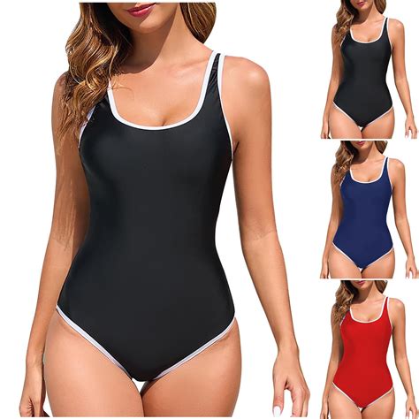 Feancey Women S Color Block Swimsuits One Piece Bikini Bathing Suits Tummy Control Full Coverage