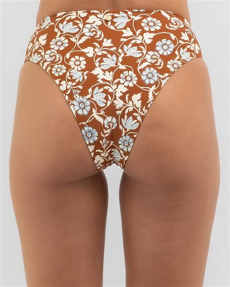 Shop Rhythm Highland Paisley High Waisted Bikini Bottom In Oak Fast Shipping Easy Returns