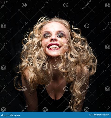 Blonde Hair Woman Laughing Female Model Stock Photo Image Of Portrait Motion