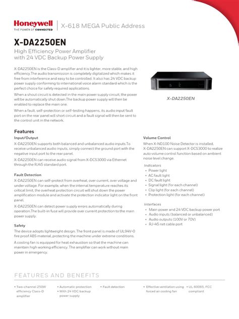 Datasheet - X-DA2250EN With 24VD PDF | PDF | Power Supply | Amplifier