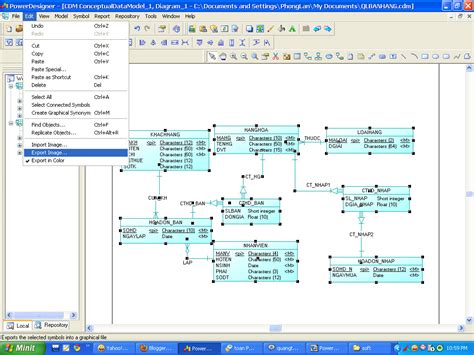xuat mo hinh ra tap tin anh trong power designer