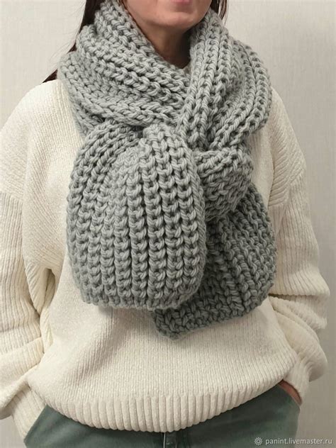 Шарф женский вязаный длинный крупной вязки в интернет-магазине Ярмарка ...