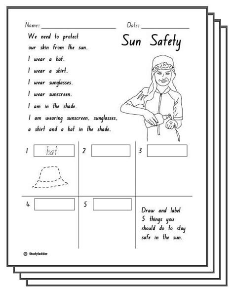 Sun Safety Worksheet For Kindergarten