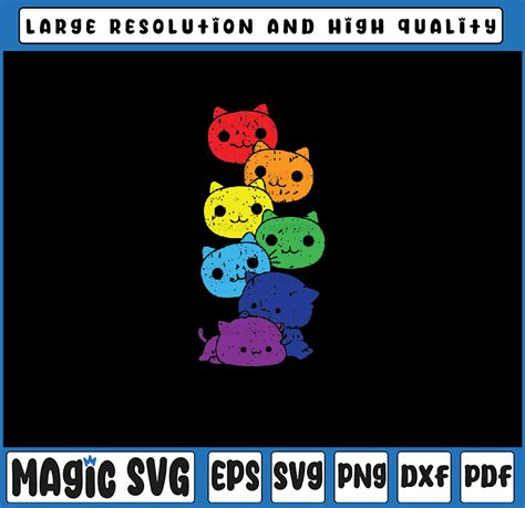 Funny LGBT Cat Stack Rainbow Gay Pride Gife Svg LGBTQ Svg Inspire Uplift