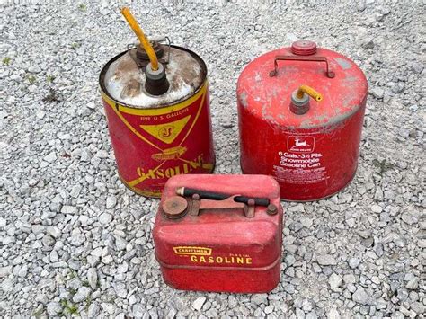 Al Vintage Metal Gas Cans Kraft Auction Service Llc
