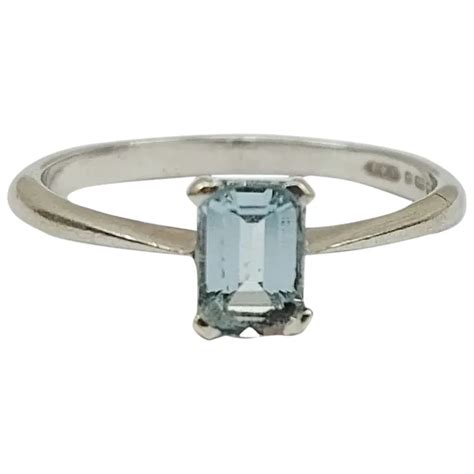 9ct White Gold Aquamarine Ring Uk Size L Us 6 Ruby Lane