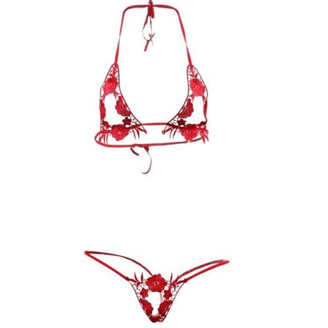 Femmes Dentelle Grande Taille Col En V Creux Soutien Gorge String Ensemble Pyjamas Lingerie