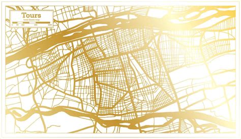 Tours France City Map in Retro Style in Golden Color. Outline Map ...