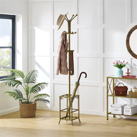 Hoctieon Coat Rack Freestanding Entryway Coat Hanger Stand Umbrella