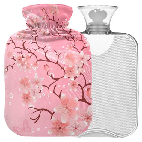 Naanle Japanese Cherry Blossom Hot Water Bottle L Transparent Heat Bottle For Menstrual