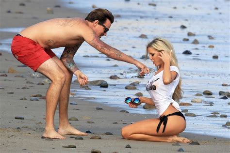 Rod Stewarts Son Fools Around With Leggy Playboy Blonde In Racy Beach Shoot The Scottish Sun