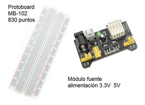 Protoboard Mb102 830puntos Fuente3 3 5v Jumpers20cmsx40unds Cuotas