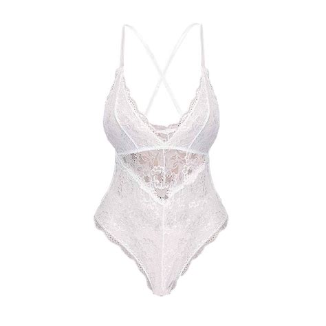 Women One Piece Lingerie Deep V Teddy Sexy Lace Bodysuit Solid Sedin Seductive Tempting Sexy