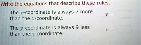 Write The Equations That Describe These Rules The Y Coordinate Is