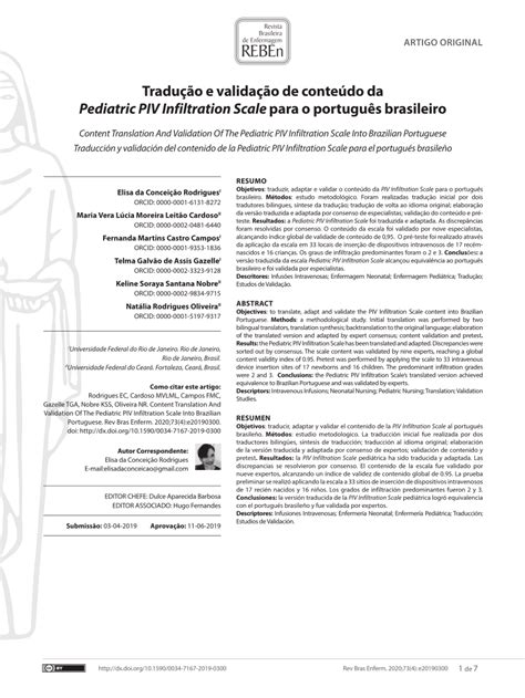 Pdf Content Translation And Validation Of The Pediatric Piv