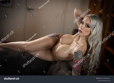 Attractive Blonde Posing Nude On Grey Stock Photo Shutterstock