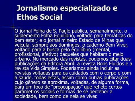 Ppt Jornalismo Especializado E Ethos Social Powerpoint Presentation