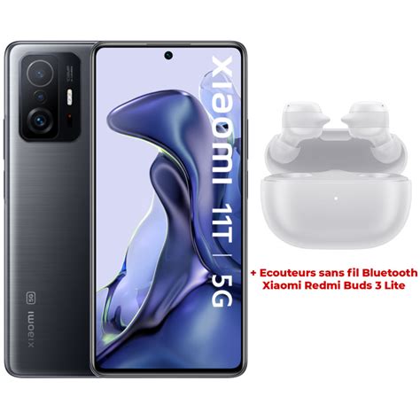 Smartphone Xiaomi 11T / 5G / 8 Go / 256 Go / Gris + Ecouteurs sans fil ...