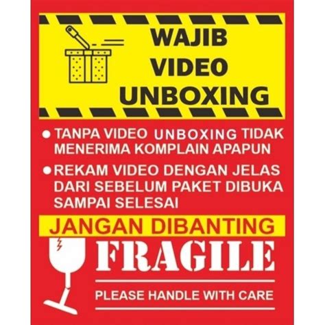 Jual Sticker Video Unboxing Fragile Video Unboxing Paket Video Unboxing