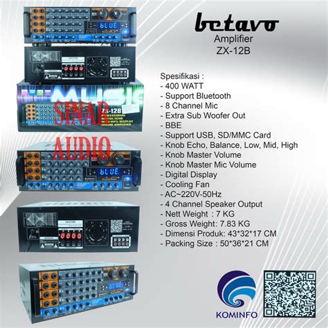 Jual Amplifier Betavo ZX 12B ZX12B ZX 12 B Bluetooth Original