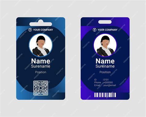 Premium Vector Blue Employee Id Card Design Template With Gradient