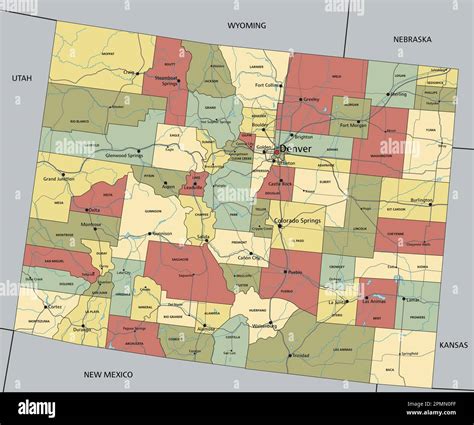 Colorado Highly Detailed Editable Political Map With Labeling Stock