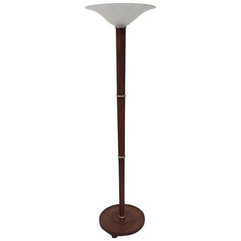 French Art Deco Figured Wood And Bronze Floor Lamp Torchiere For Sale At 1stdibs