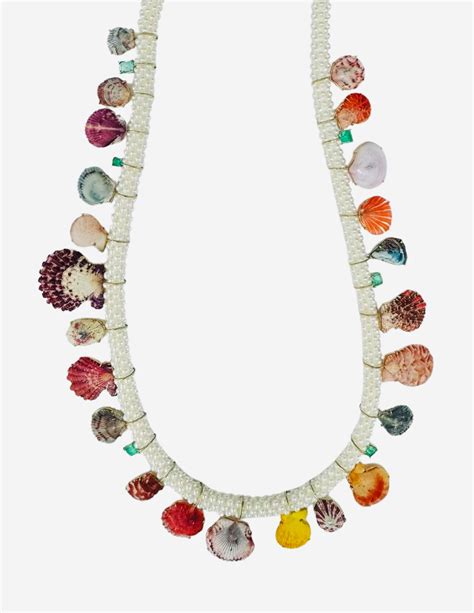 Embroidered Pearl Cord with Rare Shells, Emeralds and Diamonds – Marisa