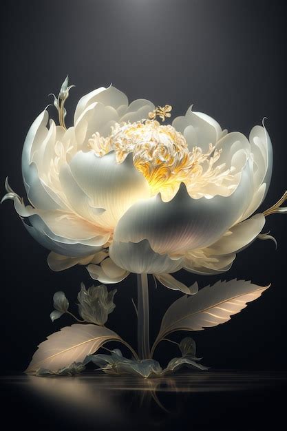 Premium Photo Large White Flower Sitting On Top Of A Table Generative Ai