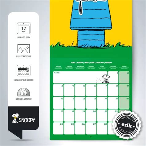 Grupo Erik Calendrier Mural Snoopy Calendrier Mensuel X