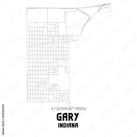 Gary Indiana. US street map with black and white lines. Stock ...