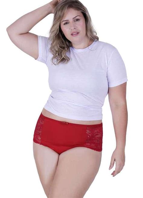 Calcinha Chantily Plus Size Microfibra Concept Lingerie Vermelho Vermelho Concept Lingerie