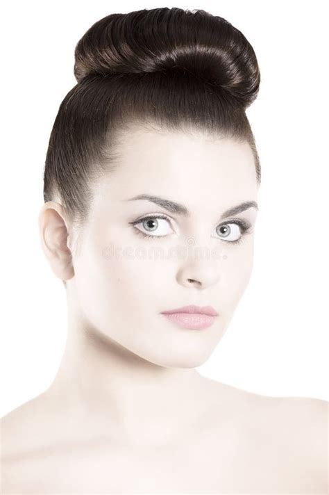 coiffure stock photo image  makeup glamour brunette